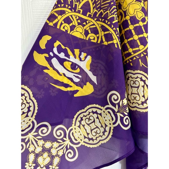 Shaw scarf poncho purple yellow LSU themed Tiger's eye Emerson Street Size S/M - Picture 2 of 7